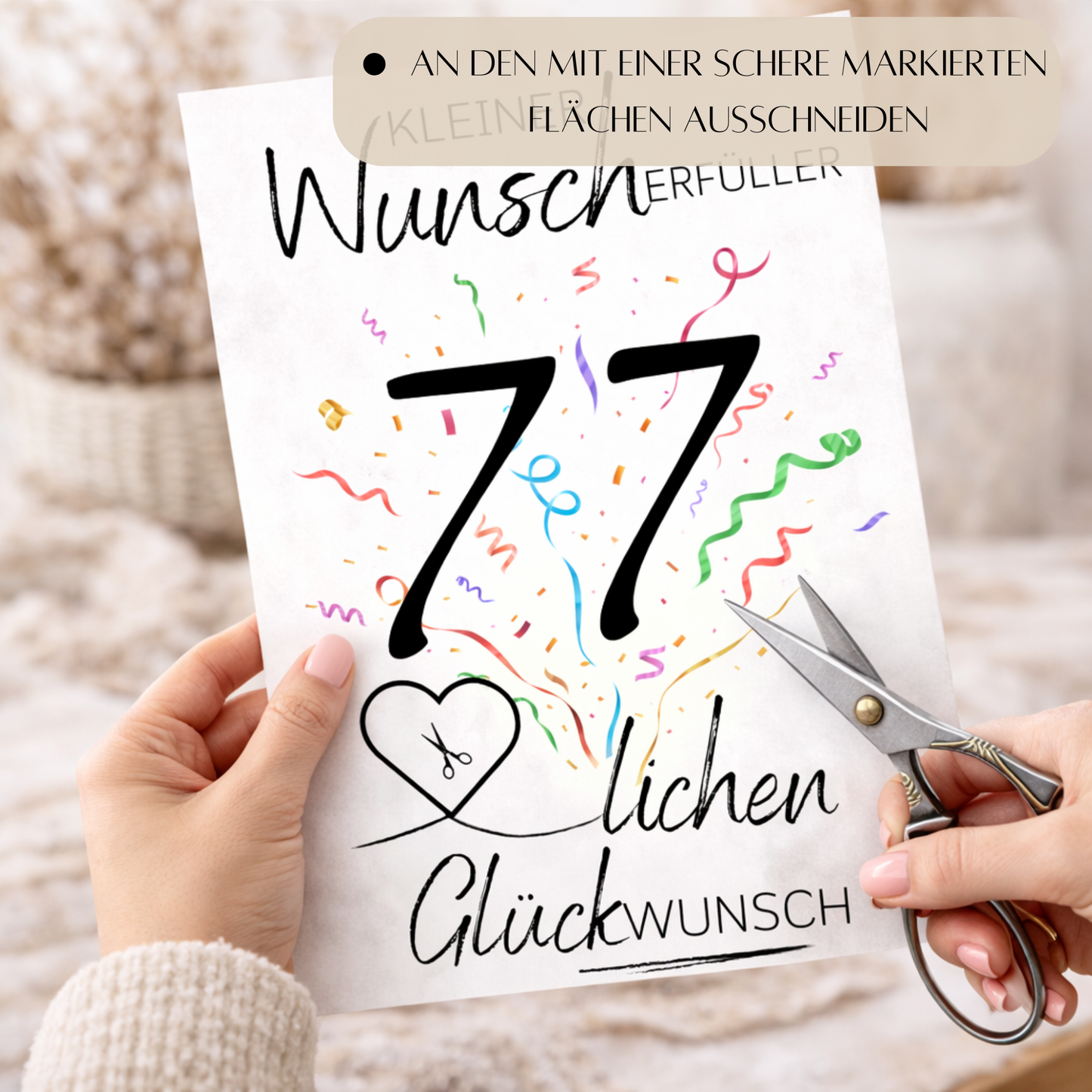 Geldgeschenk 77. Geburtstag Wunscherfüller | Digitaler Download | Last Minute Geschenkidee zum Ausdrucken