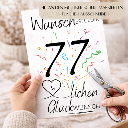 Geldgeschenk 77. Geburtstag Wunscherfüller | Digitaler Download | Last Minute Geschenkidee zum Ausdrucken
