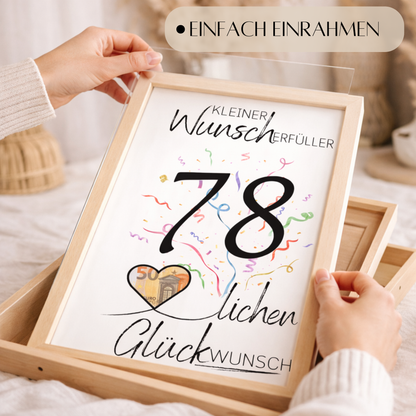 Geldgeschenk 78. Geburtstag Wunscherfüller | Digitaler Download | Last Minute Geschenkidee zum Ausdrucken
