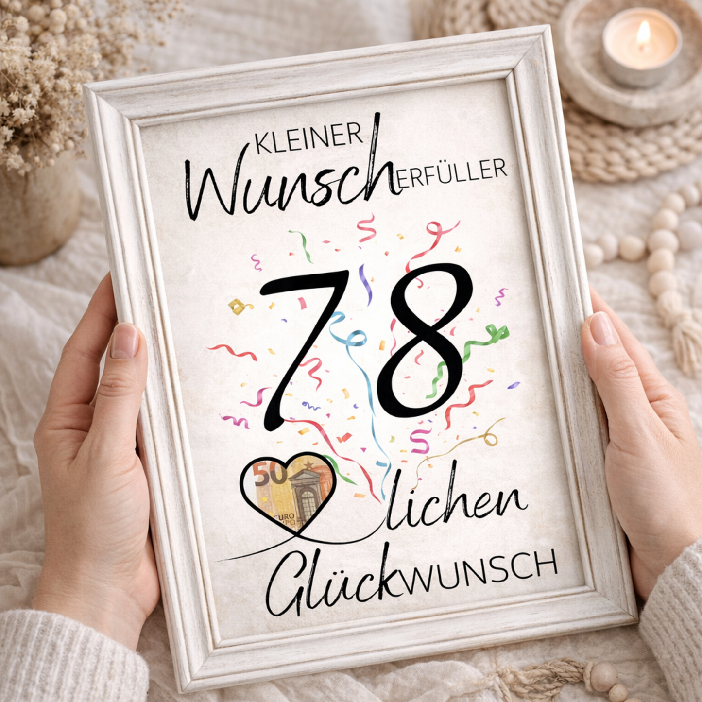 Geldgeschenk 78. Geburtstag Wunscherfüller | Digitaler Download | Last Minute Geschenkidee zum Ausdrucken