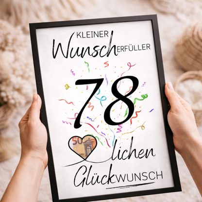 Geldgeschenk 78. Geburtstag Wunscherfüller | Digitaler Download | Last Minute Geschenkidee zum Ausdrucken