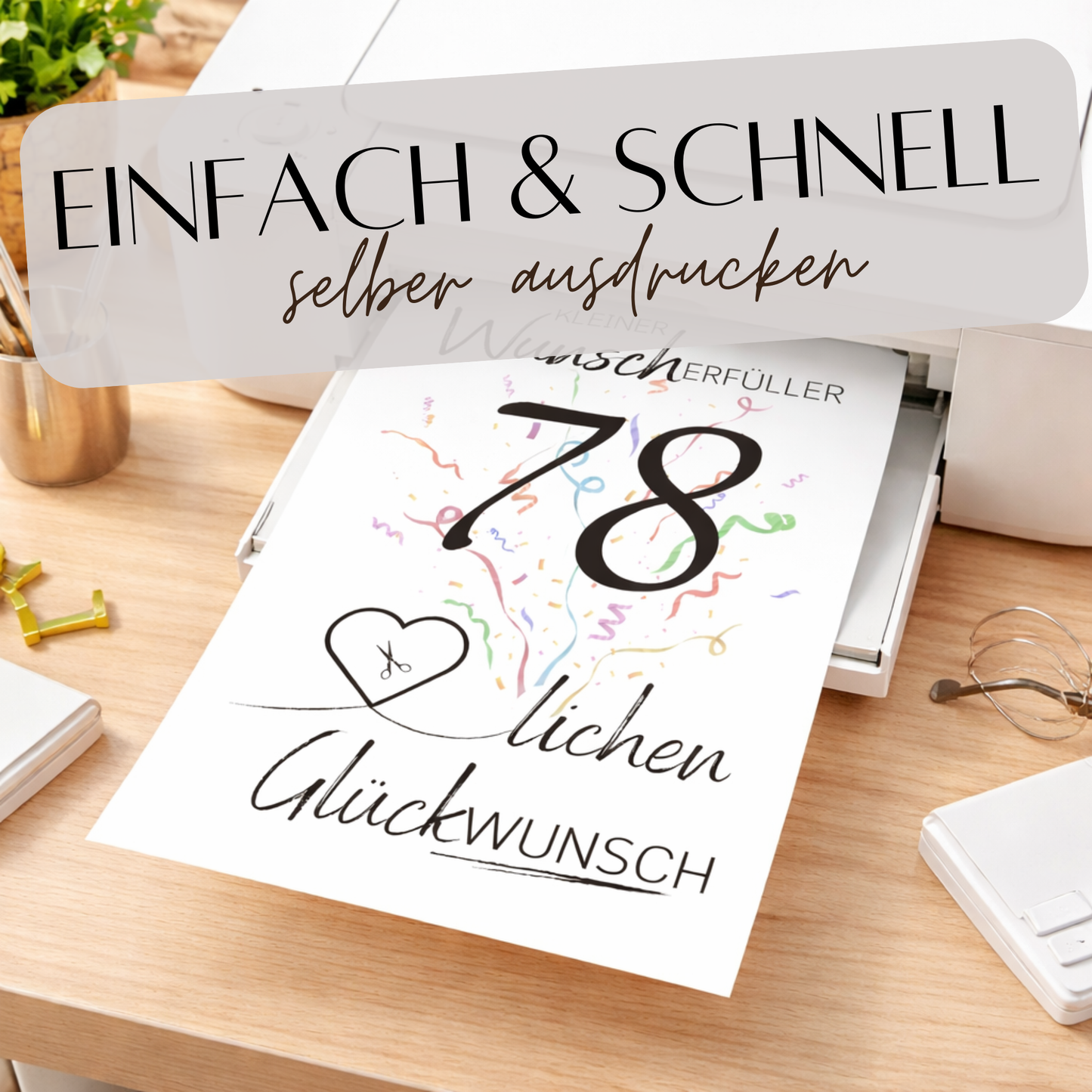 Geldgeschenk 78. Geburtstag Wunscherfüller | Digitaler Download | Last Minute Geschenkidee zum Ausdrucken