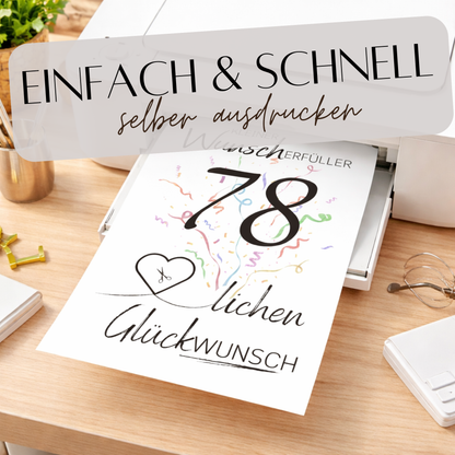 Geldgeschenk 78. Geburtstag Wunscherfüller | Digitaler Download | Last Minute Geschenkidee zum Ausdrucken