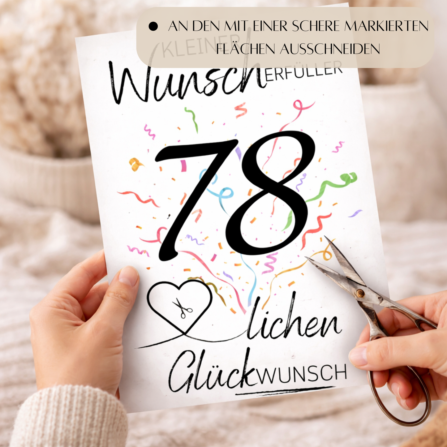Geldgeschenk 78. Geburtstag Wunscherfüller | Digitaler Download | Last Minute Geschenkidee zum Ausdrucken