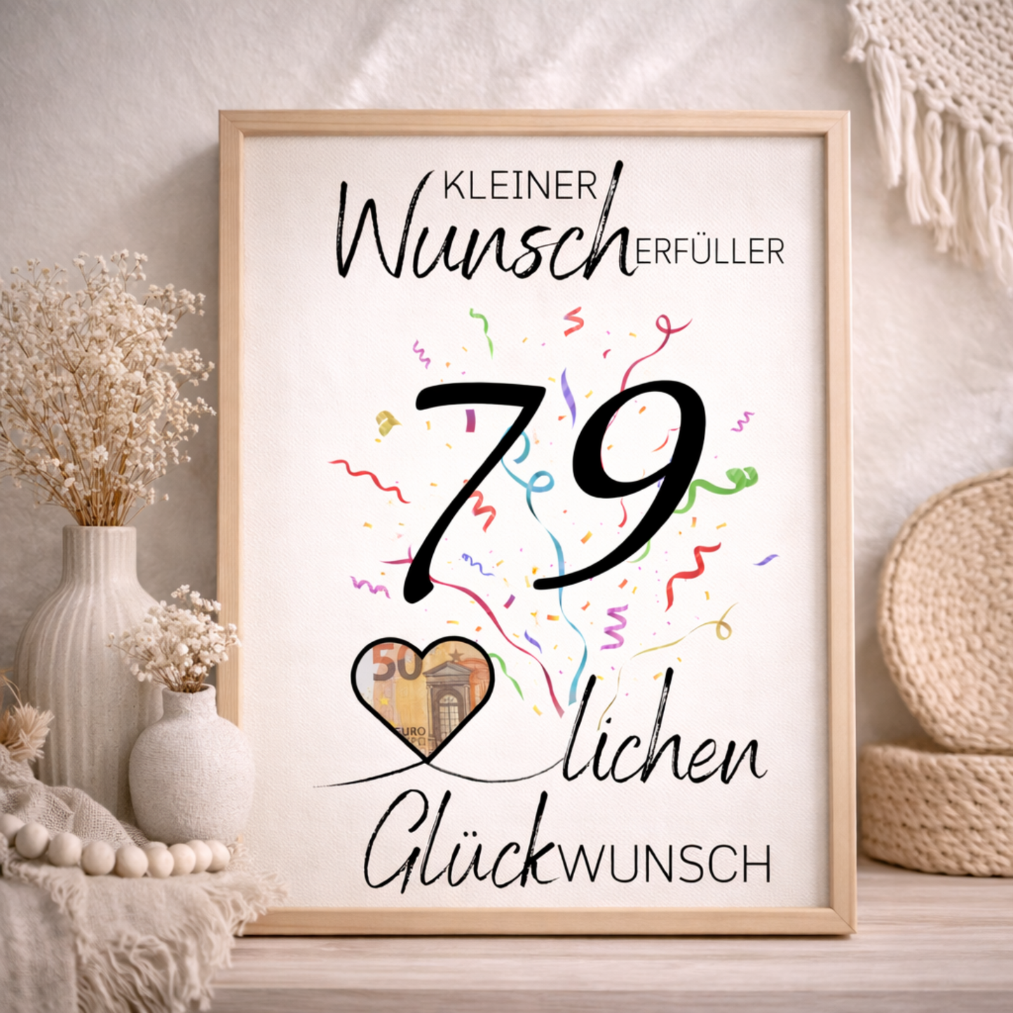 Geldgeschenk 79. Geburtstag Wunscherfüller | Digitaler Download | Last Minute Geschenkidee zum Ausdrucken