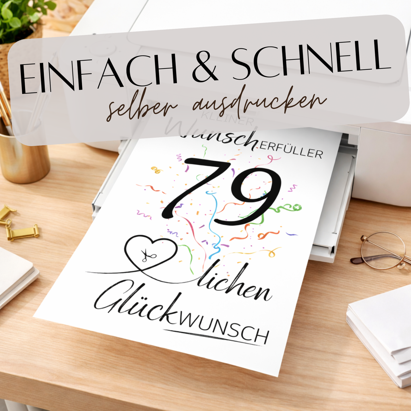 Geldgeschenk 79. Geburtstag Wunscherfüller | Digitaler Download | Last Minute Geschenkidee zum Ausdrucken