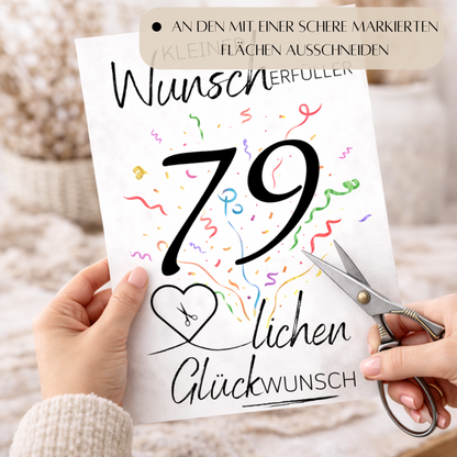 Geldgeschenk 79. Geburtstag Wunscherfüller | Digitaler Download | Last Minute Geschenkidee zum Ausdrucken