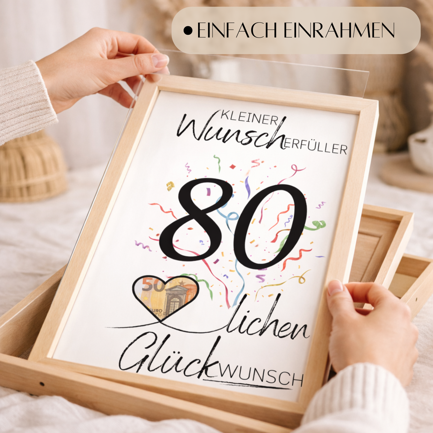 Geldgeschenk 80. Geburtstag Wunscherfüller | Digitaler Download | Last Minute Geschenkidee zum Ausdrucken