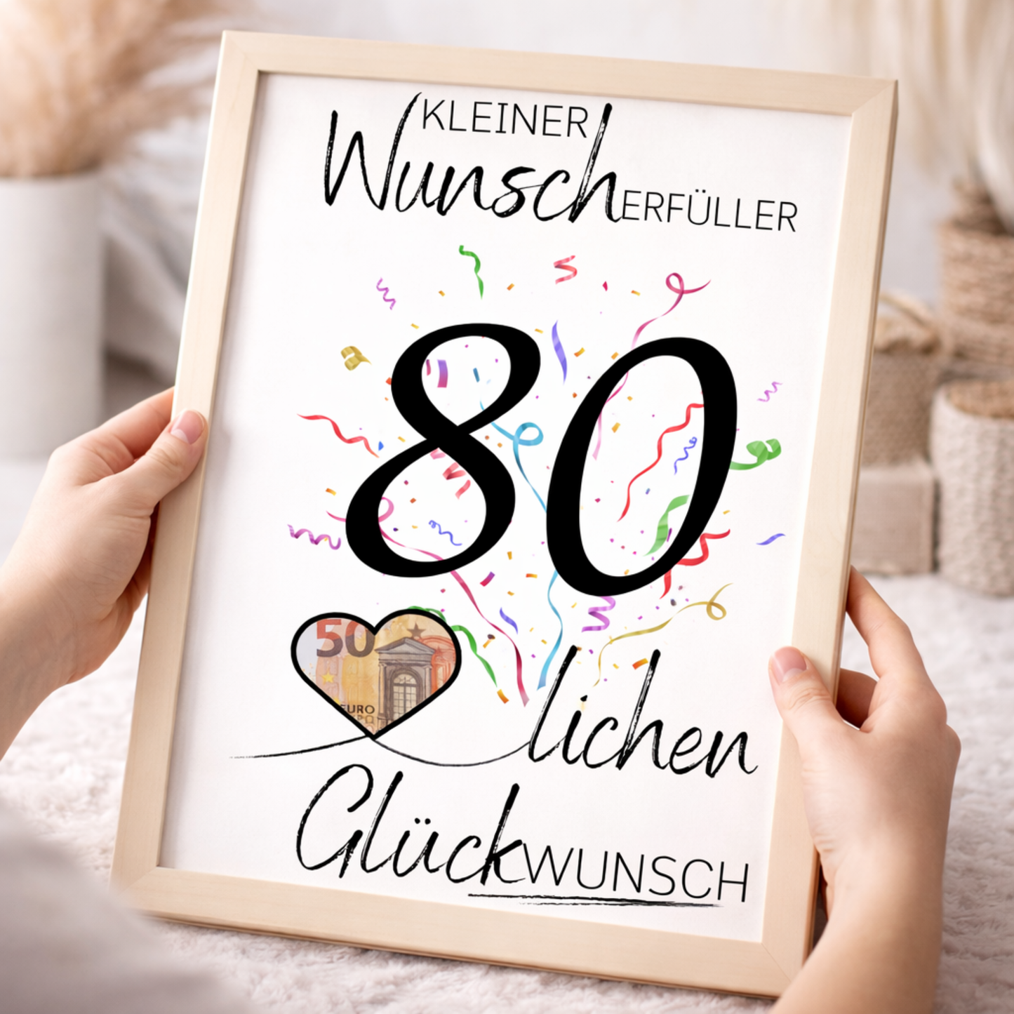 Geldgeschenk 80. Geburtstag Wunscherfüller | Digitaler Download | Last Minute Geschenkidee zum Ausdrucken