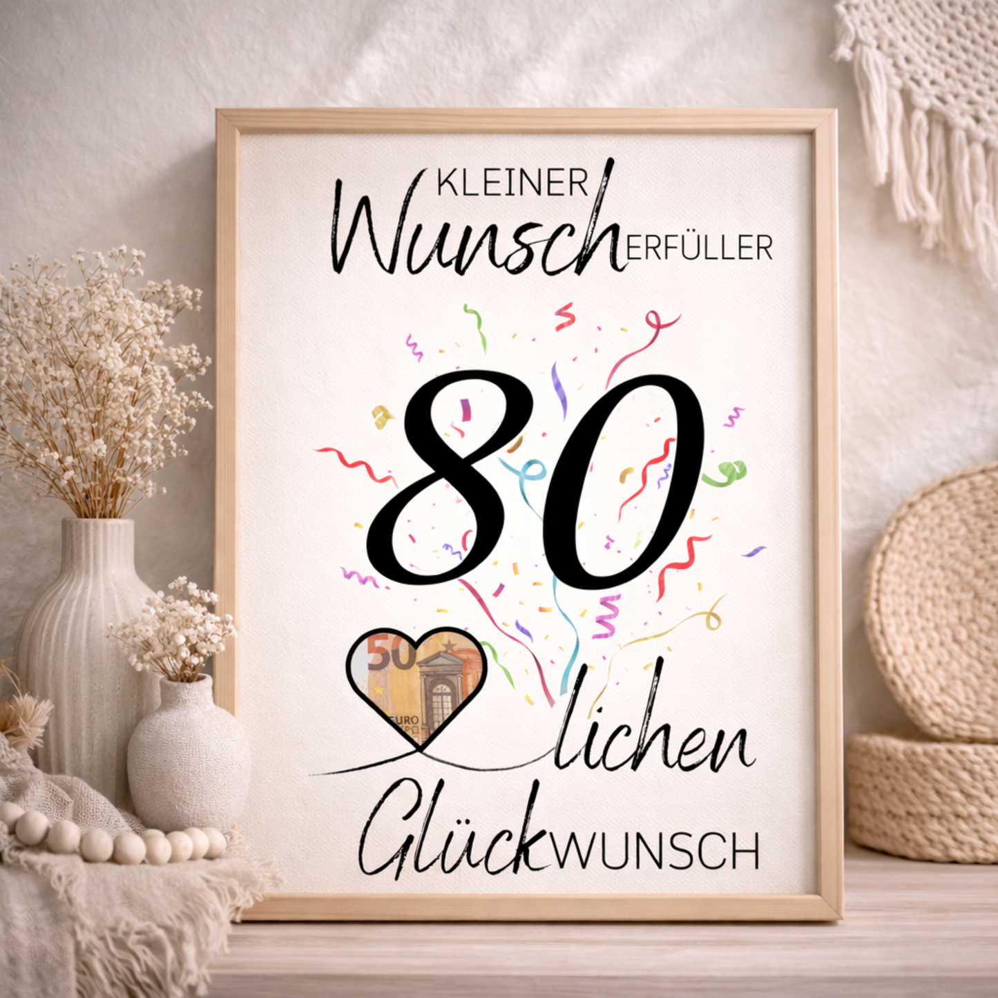 Geldgeschenk 80. Geburtstag Wunscherfüller | Digitaler Download | Last Minute Geschenkidee zum Ausdrucken