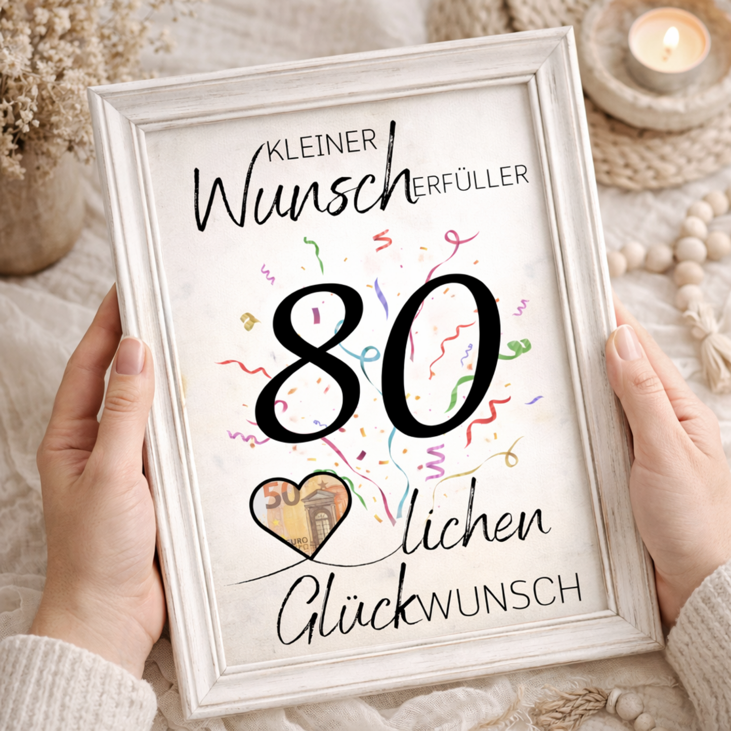 Geldgeschenk 80. Geburtstag Wunscherfüller | Digitaler Download | Last Minute Geschenkidee zum Ausdrucken
