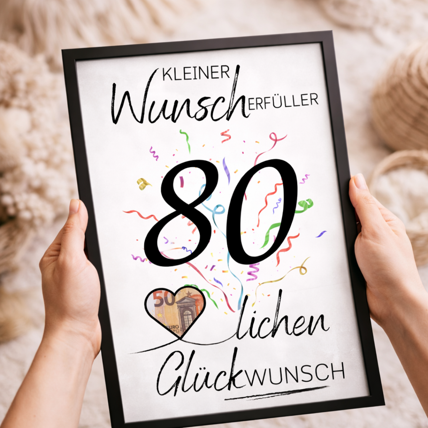 Geldgeschenk 80. Geburtstag Wunscherfüller | Digitaler Download | Last Minute Geschenkidee zum Ausdrucken