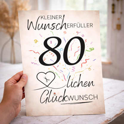 Geldgeschenk 80. Geburtstag Wunscherfüller | Digitaler Download | Last Minute Geschenkidee zum Ausdrucken