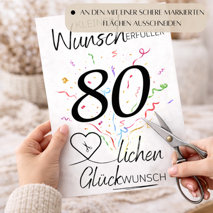 Geldgeschenk 80. Geburtstag Wunscherfüller | Digitaler Download | Last Minute Geschenkidee zum Ausdrucken