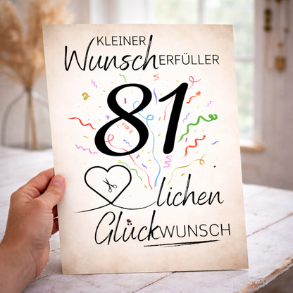 Geldgeschenk 81. Geburtstag Wunscherfüller | Digitaler Download | Last Minute Geschenkidee zum Ausdrucken
