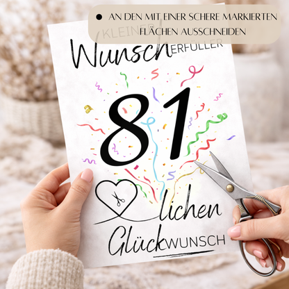 Geldgeschenk 81. Geburtstag Wunscherfüller | Digitaler Download | Last Minute Geschenkidee zum Ausdrucken