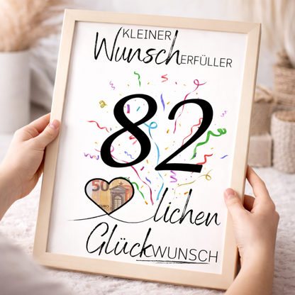 Geldgeschenk 82. Geburtstag Wunscherfüller | Digitaler Download | Last Minute Geschenkidee zum Ausdrucken