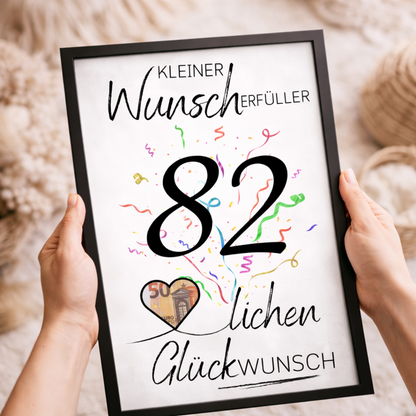 Geldgeschenk 82. Geburtstag Wunscherfüller | Digitaler Download | Last Minute Geschenkidee zum Ausdrucken