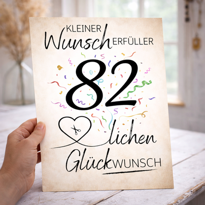 Geldgeschenk 82. Geburtstag Wunscherfüller | Digitaler Download | Last Minute Geschenkidee zum Ausdrucken
