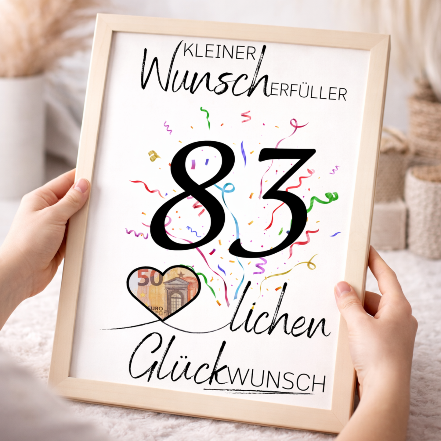 Geldgeschenk 83. Geburtstag Wunscherfüller | Digitaler Download | Last Minute Geschenkidee zum Ausdrucken