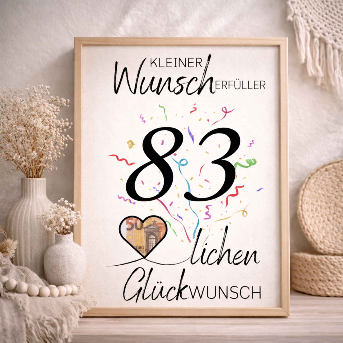 Geldgeschenk 83. Geburtstag Wunscherfüller | Digitaler Download | Last Minute Geschenkidee zum Ausdrucken