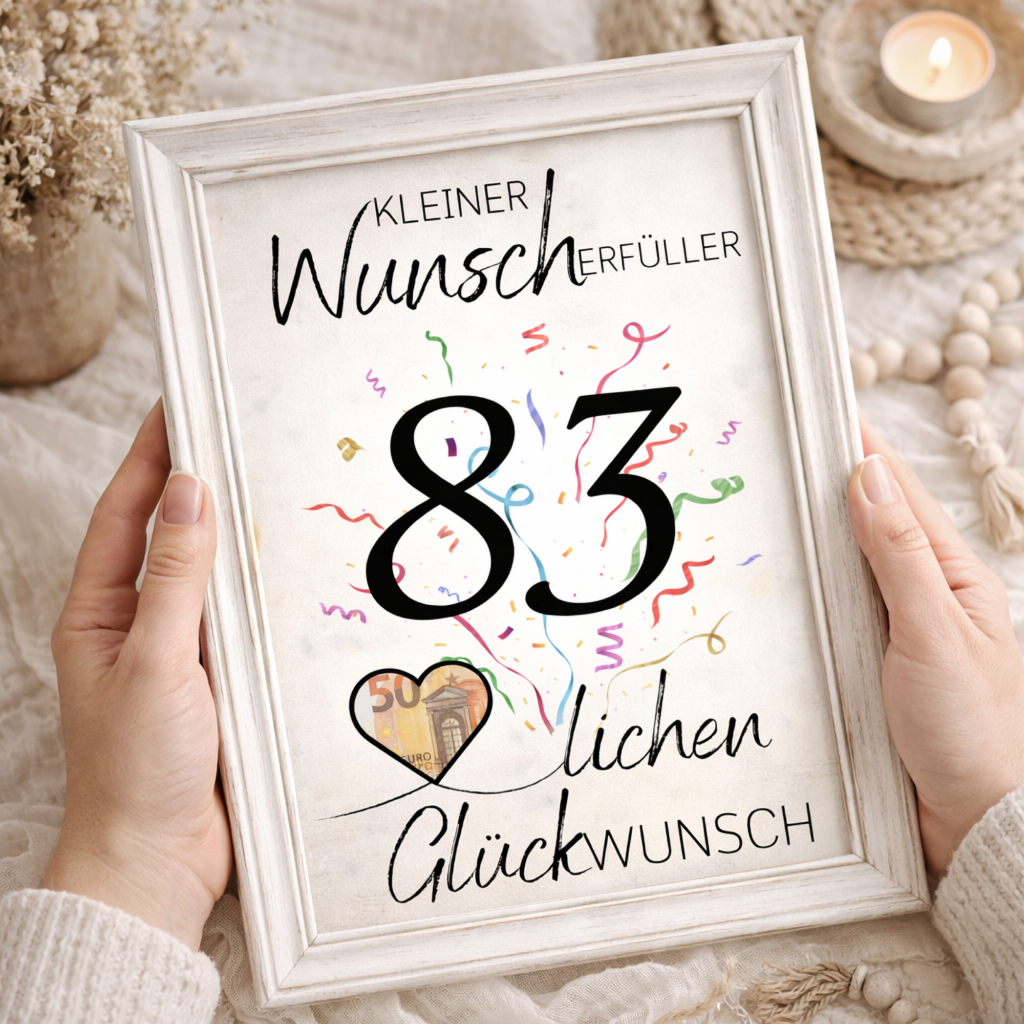 Geldgeschenk 83. Geburtstag Wunscherfüller | Digitaler Download | Last Minute Geschenkidee zum Ausdrucken