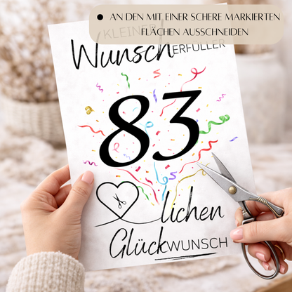 Geldgeschenk 83. Geburtstag Wunscherfüller | Digitaler Download | Last Minute Geschenkidee zum Ausdrucken