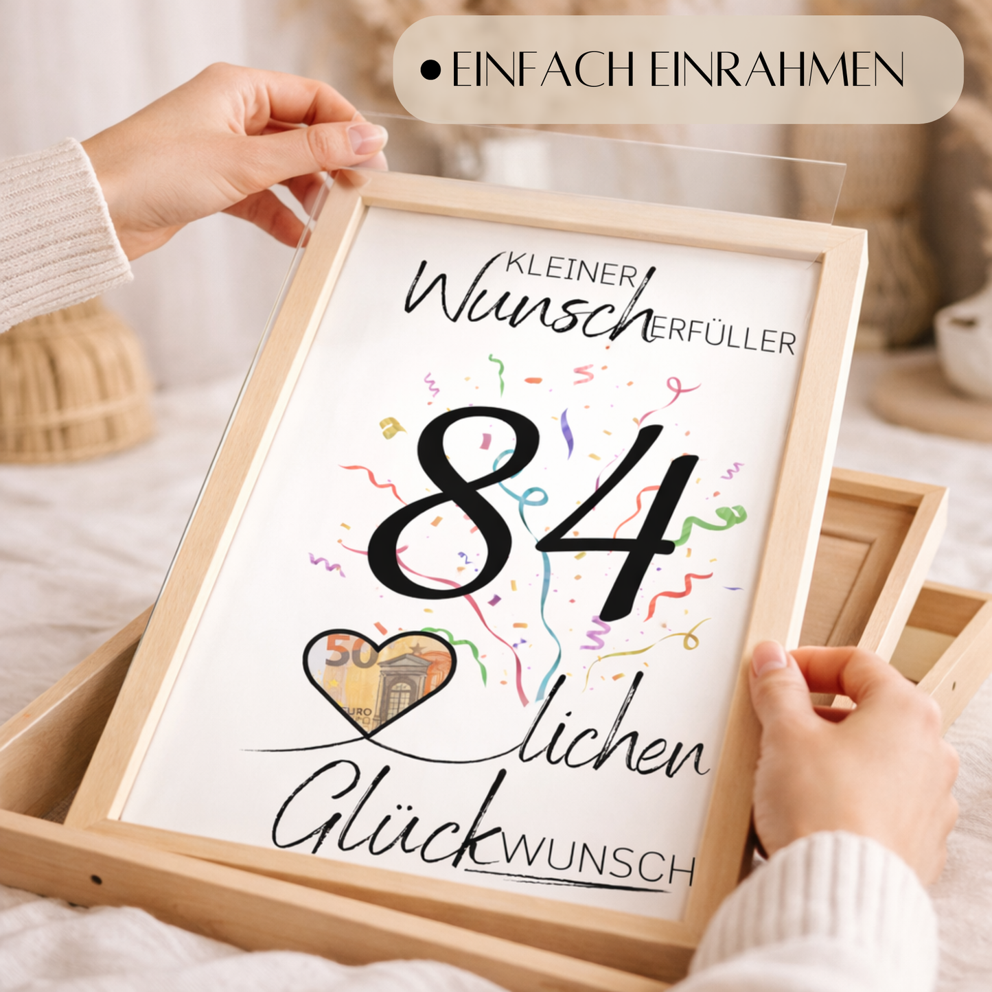 Geldgeschenk 84. Geburtstag Wunscherfüller | Digitaler Download | Last Minute Geschenkidee zum Ausdrucken