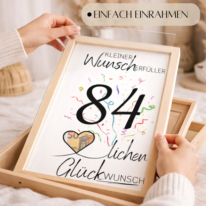 Geldgeschenk 84. Geburtstag Wunscherfüller | Digitaler Download | Last Minute Geschenkidee zum Ausdrucken