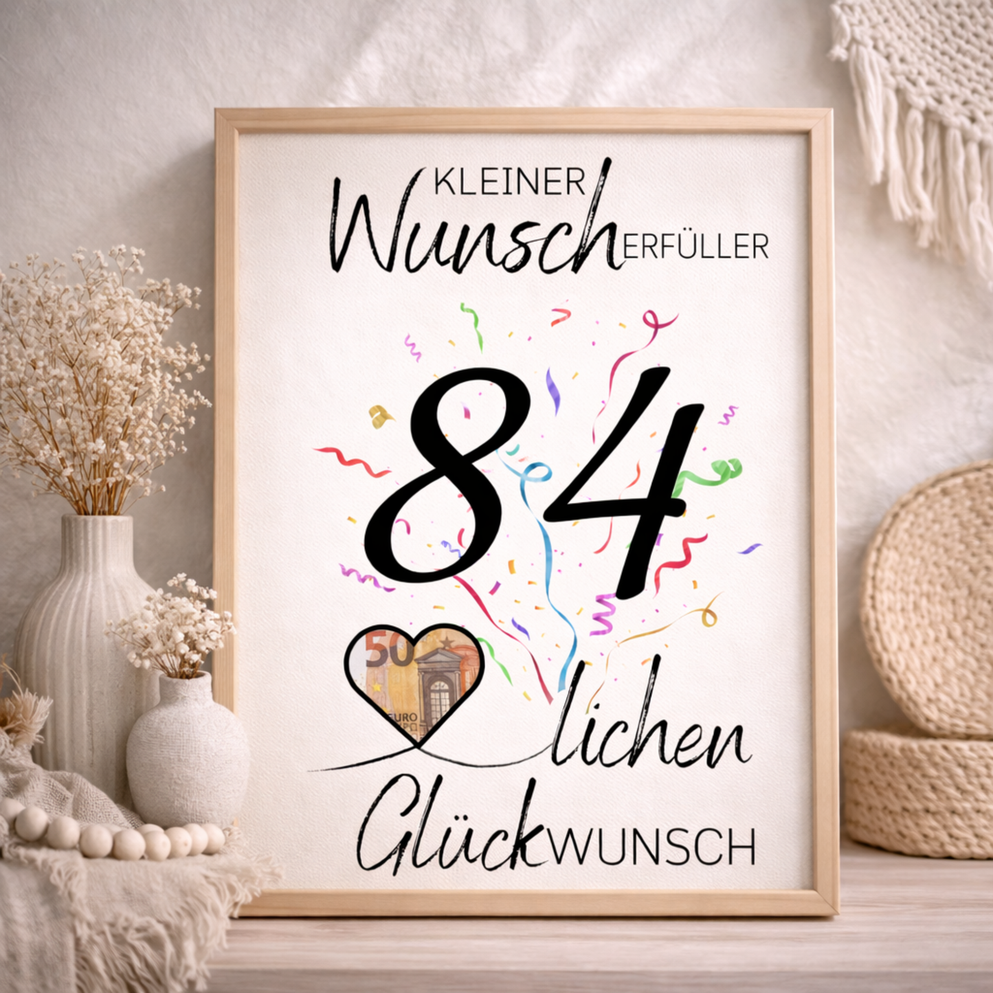 Geldgeschenk 84. Geburtstag Wunscherfüller | Digitaler Download | Last Minute Geschenkidee zum Ausdrucken