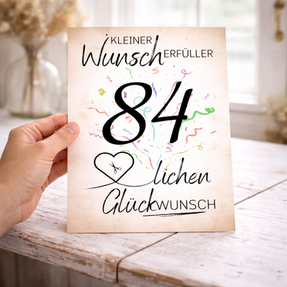 Geldgeschenk 84. Geburtstag Wunscherfüller | Digitaler Download | Last Minute Geschenkidee zum Ausdrucken