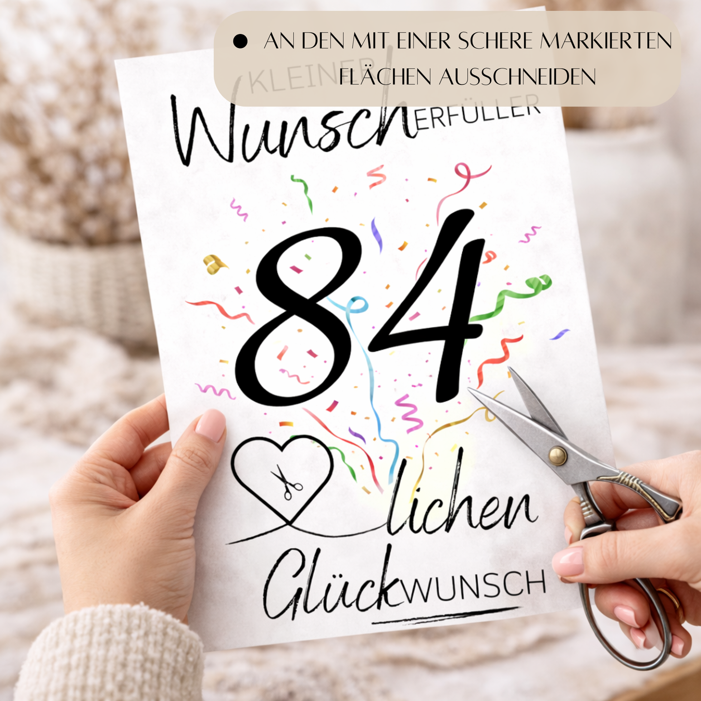 Geldgeschenk 84. Geburtstag Wunscherfüller | Digitaler Download | Last Minute Geschenkidee zum Ausdrucken