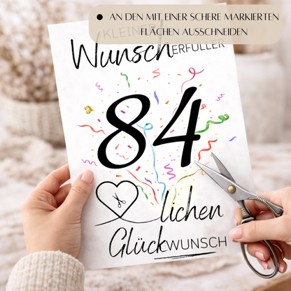 Geldgeschenk 84. Geburtstag Wunscherfüller | Digitaler Download | Last Minute Geschenkidee zum Ausdrucken