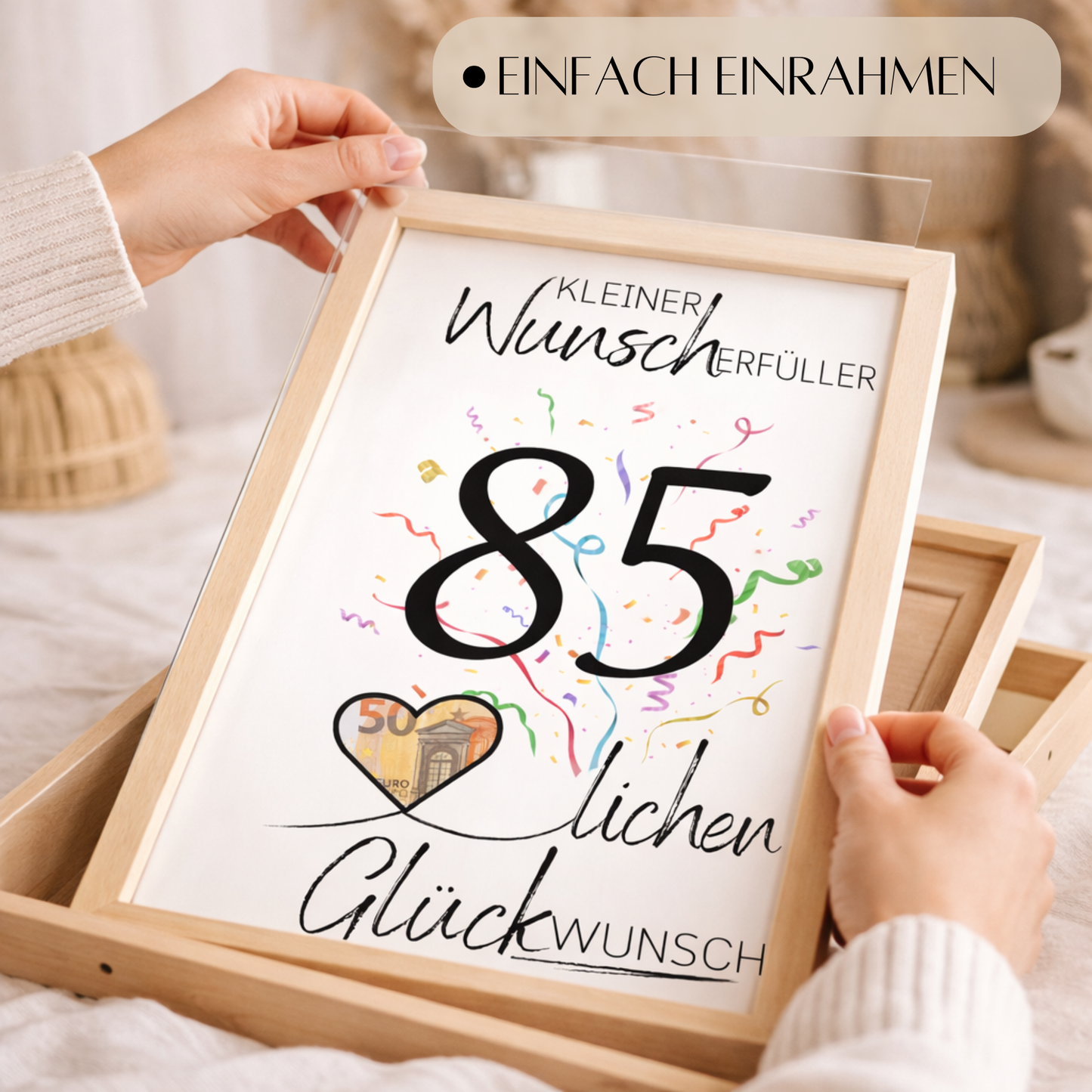 Geldgeschenk 85. Geburtstag Wunscherfüller | Digitaler Download | Last Minute Geschenkidee zum Ausdrucken