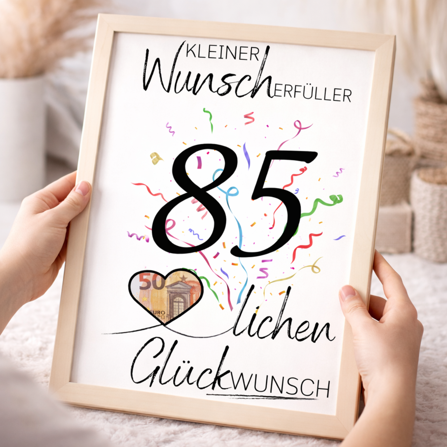 Geldgeschenk 85. Geburtstag Wunscherfüller | Digitaler Download | Last Minute Geschenkidee zum Ausdrucken