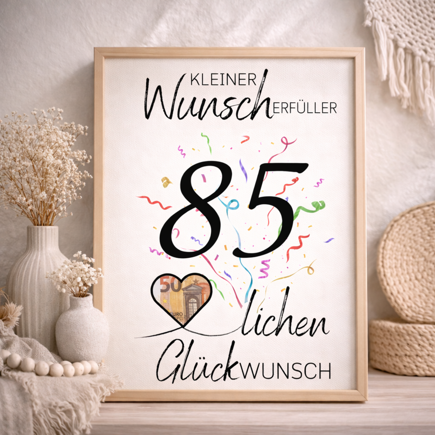 Geldgeschenk 85. Geburtstag Wunscherfüller | Digitaler Download | Last Minute Geschenkidee zum Ausdrucken