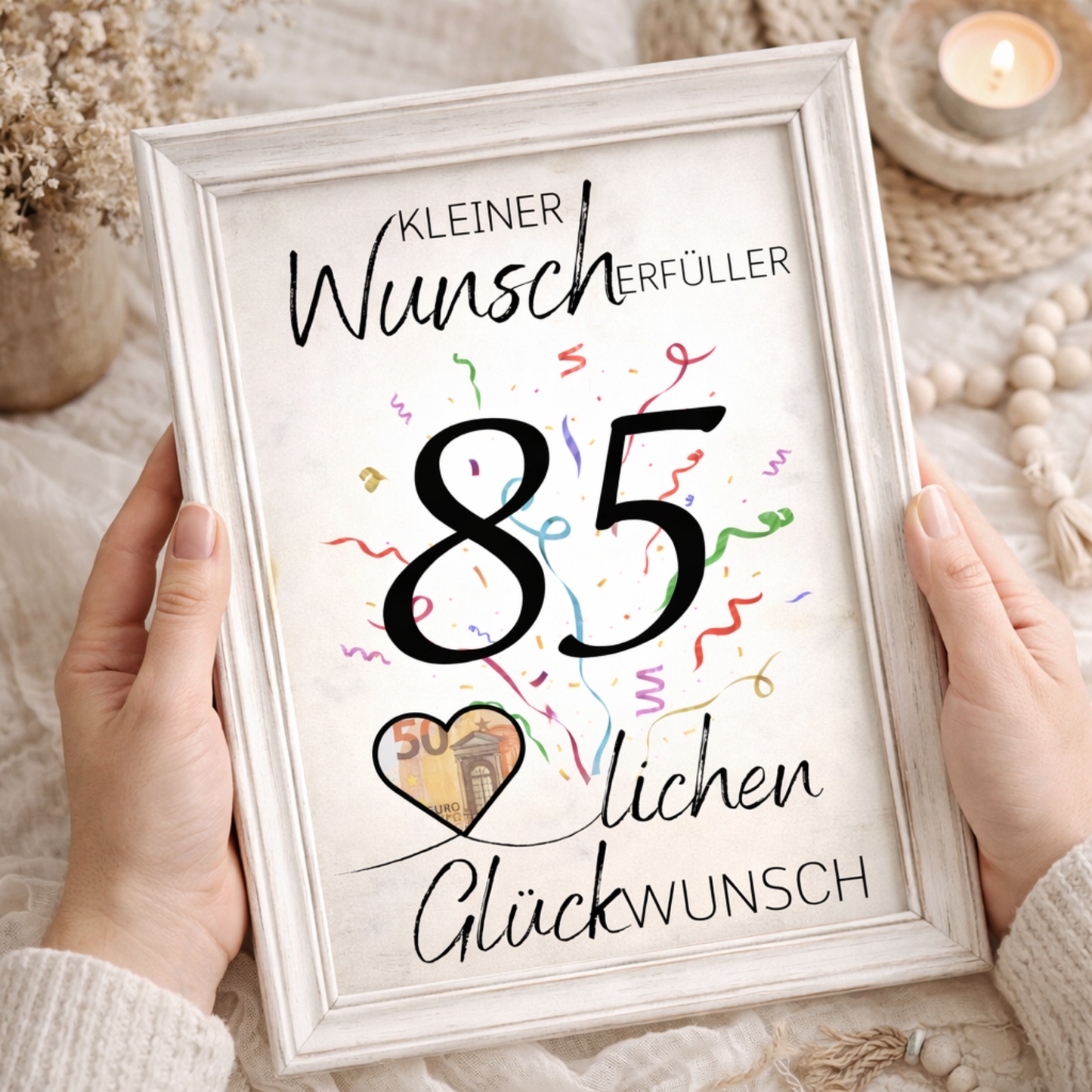 Geldgeschenk 85. Geburtstag Wunscherfüller | Digitaler Download | Last Minute Geschenkidee zum Ausdrucken