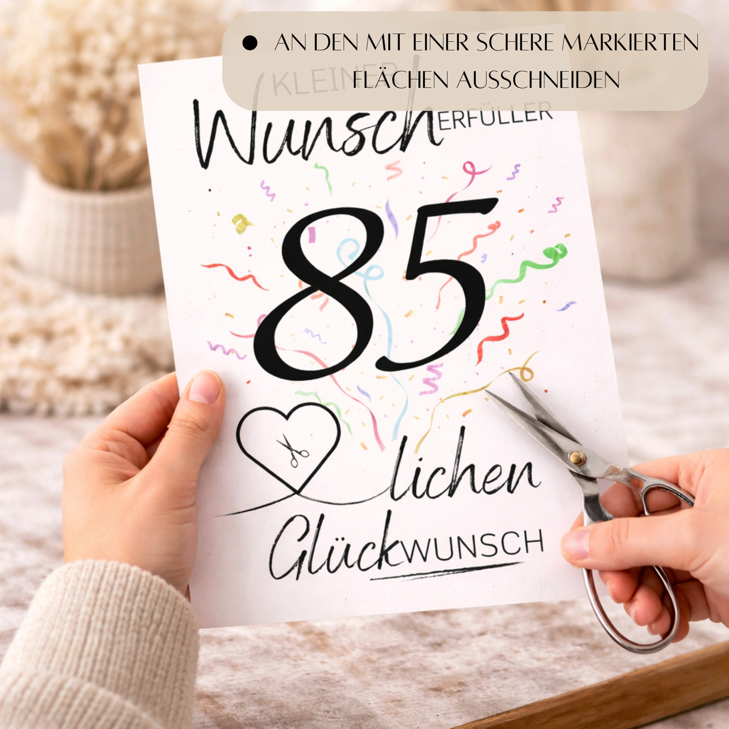 Geldgeschenk 85. Geburtstag Wunscherfüller | Digitaler Download | Last Minute Geschenkidee zum Ausdrucken