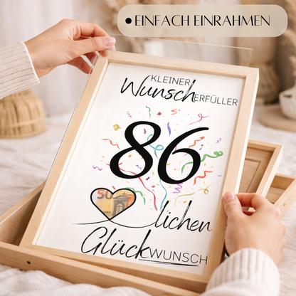 Geldgeschenk 86. Geburtstag Wunscherfüller | Digitaler Download | Last Minute Geschenkidee zum Ausdrucken