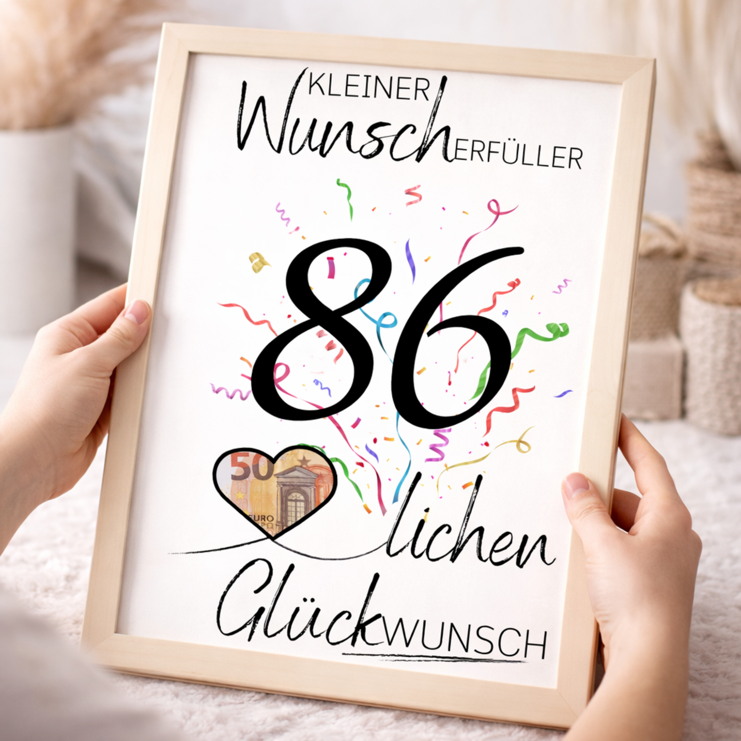 Geldgeschenk 86. Geburtstag Wunscherfüller | Digitaler Download | Last Minute Geschenkidee zum Ausdrucken
