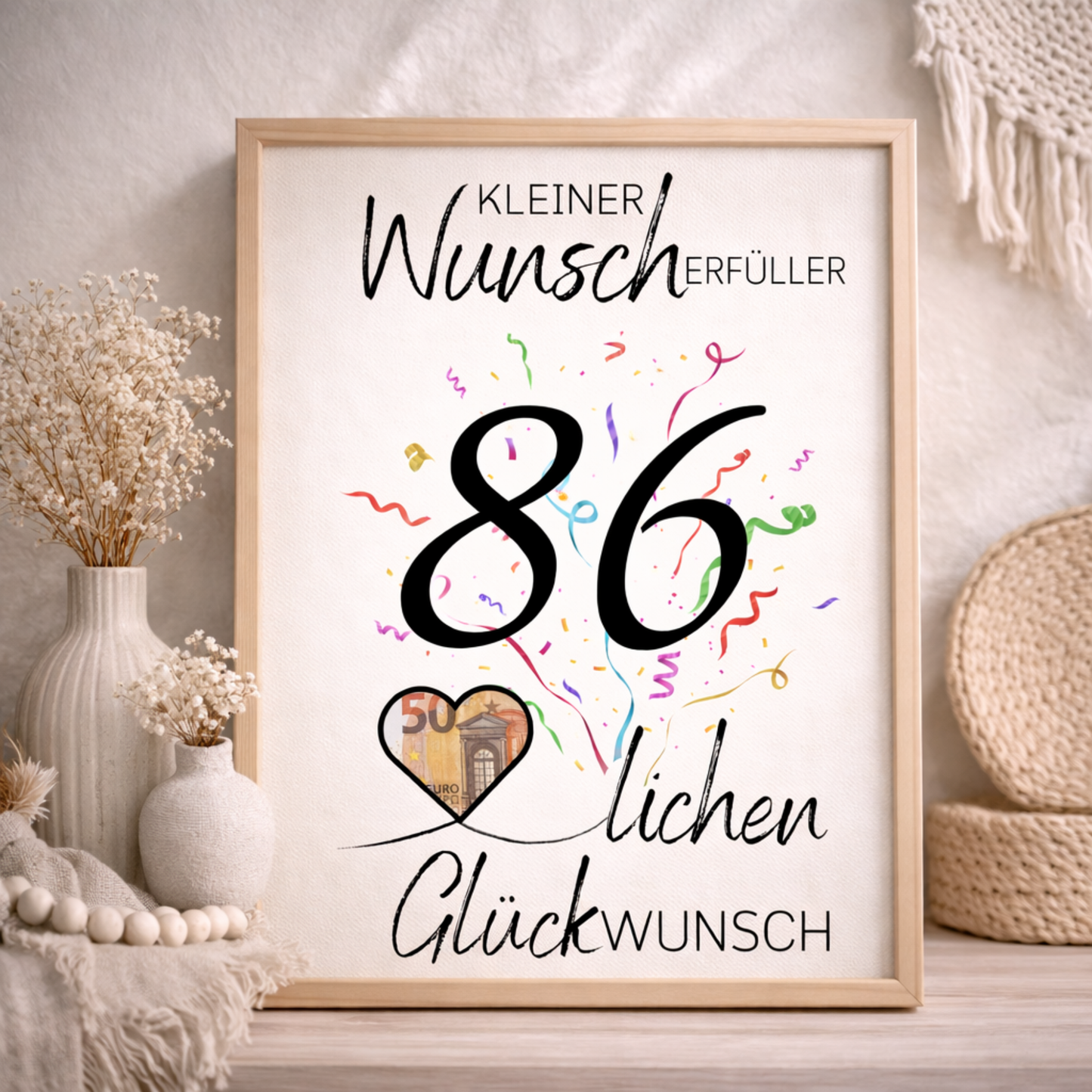 Geldgeschenk 86. Geburtstag Wunscherfüller | Digitaler Download | Last Minute Geschenkidee zum Ausdrucken
