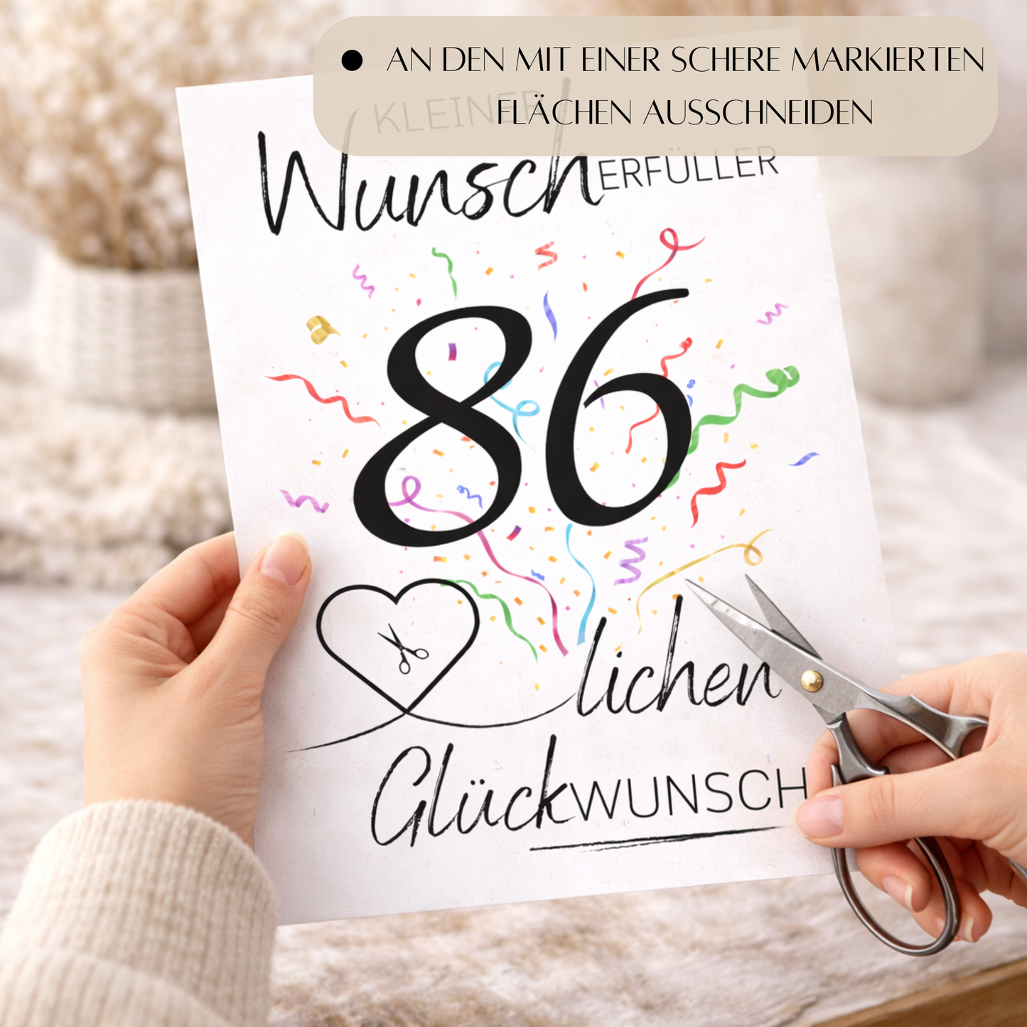 Geldgeschenk 86. Geburtstag Wunscherfüller | Digitaler Download | Last Minute Geschenkidee zum Ausdrucken