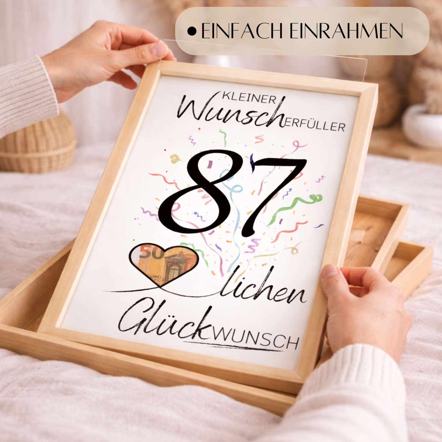 Geldgeschenk 87. Geburtstag Wunscherfüller | Digitaler Download | Last Minute Geschenkidee zum Ausdrucken