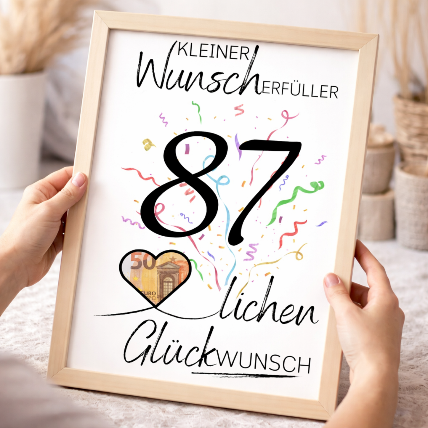Geldgeschenk 87. Geburtstag Wunscherfüller | Digitaler Download | Last Minute Geschenkidee zum Ausdrucken