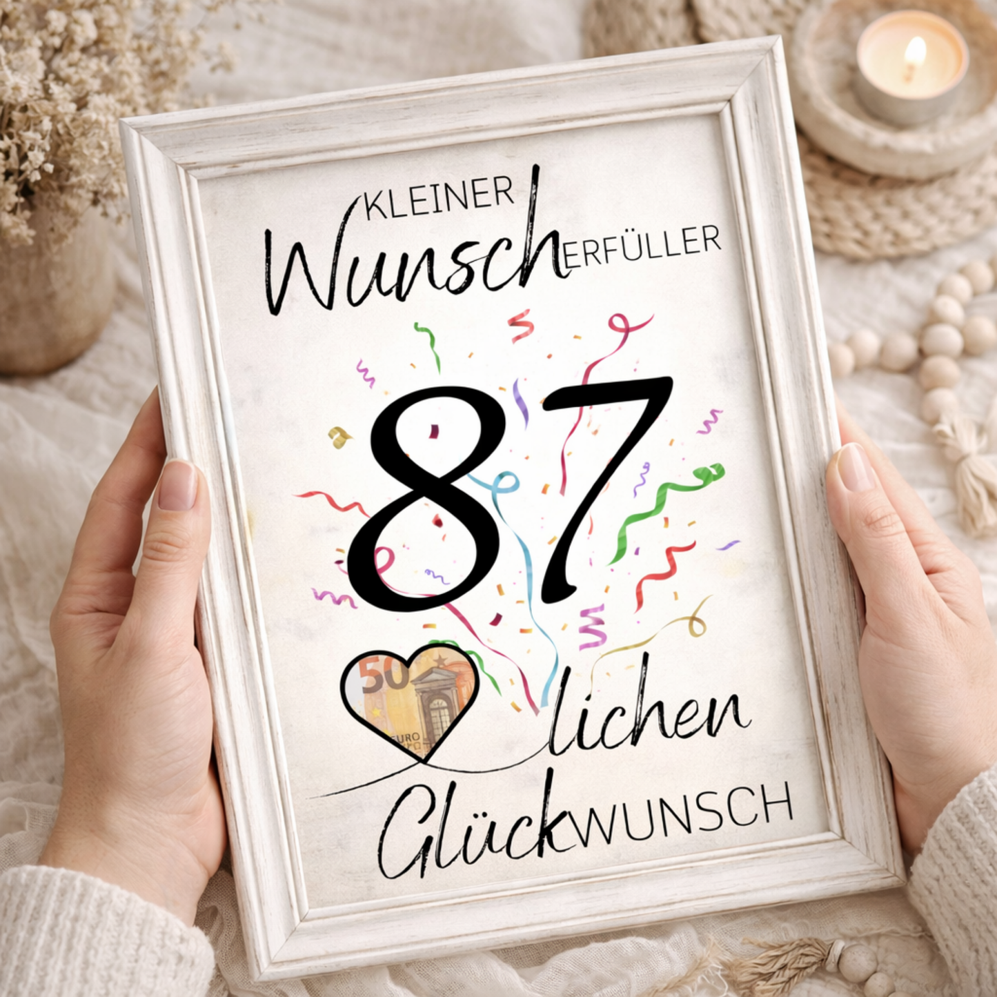 Geldgeschenk 87. Geburtstag Wunscherfüller | Digitaler Download | Last Minute Geschenkidee zum Ausdrucken