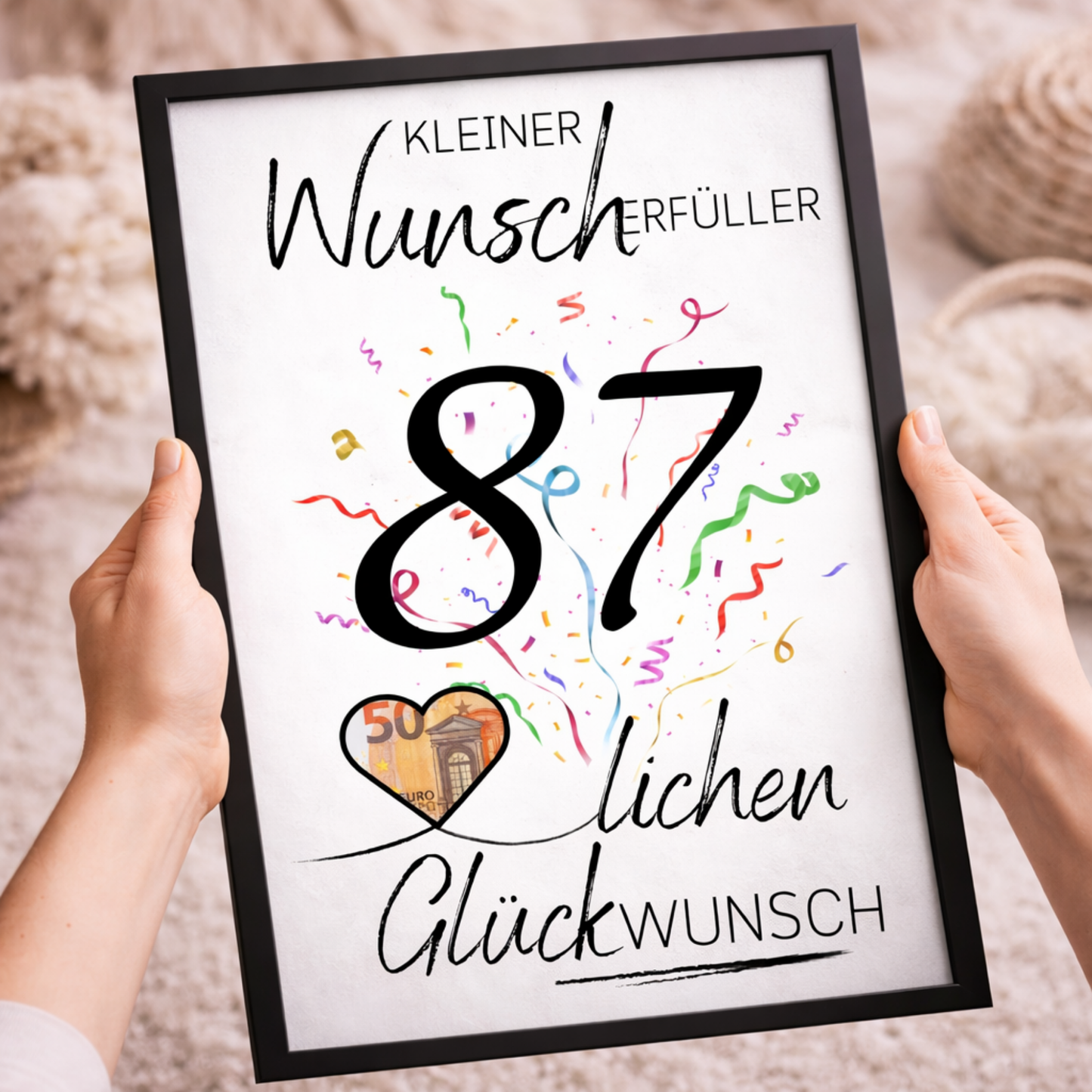 Geldgeschenk 87. Geburtstag Wunscherfüller | Digitaler Download | Last Minute Geschenkidee zum Ausdrucken
