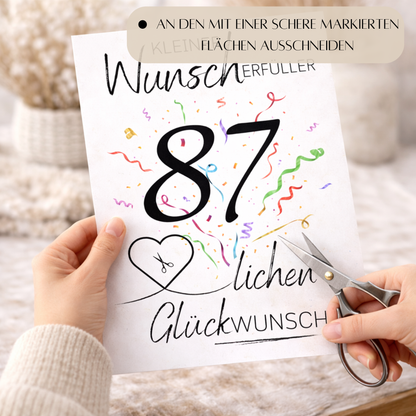 Geldgeschenk 87. Geburtstag Wunscherfüller | Digitaler Download | Last Minute Geschenkidee zum Ausdrucken