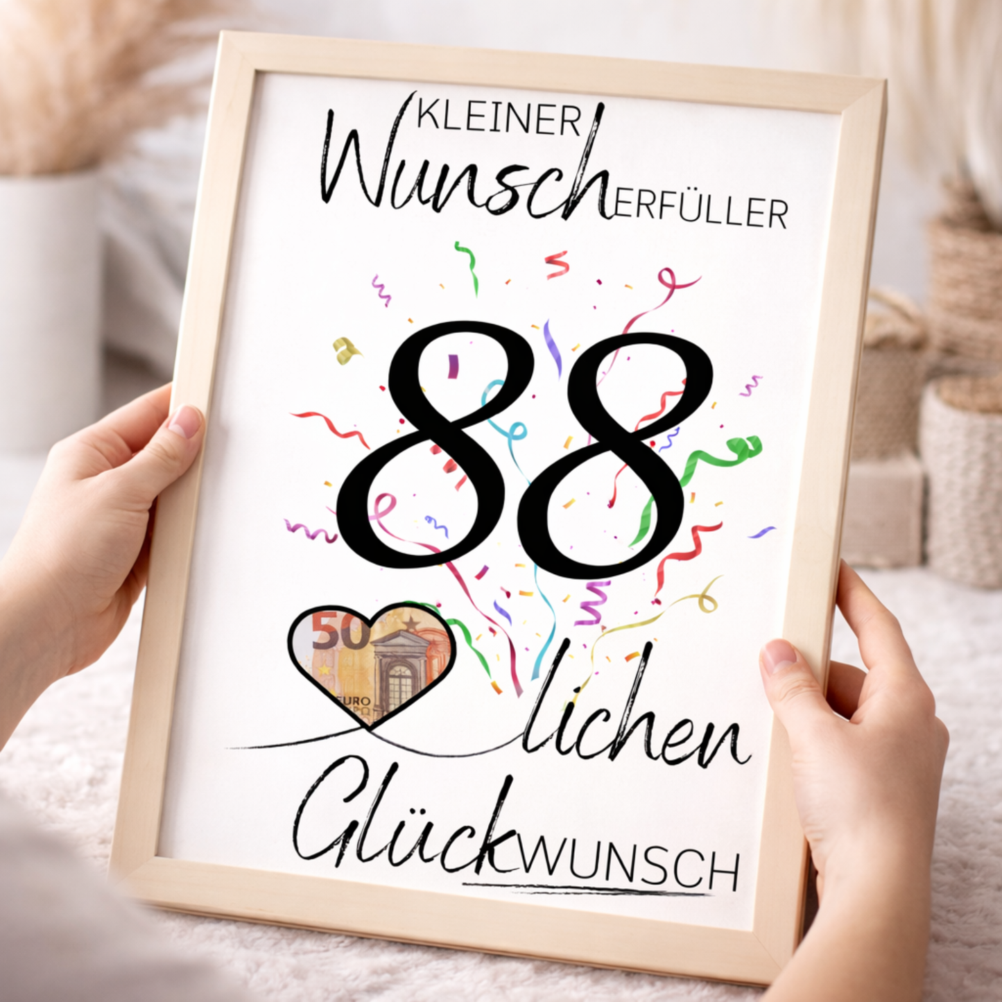 Geldgeschenk 88. Geburtstag Wunscherfüller | Digitaler Download | Last Minute Geschenkidee zum Ausdrucken