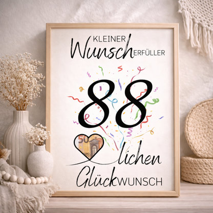 Geldgeschenk 88. Geburtstag Wunscherfüller | Digitaler Download | Last Minute Geschenkidee zum Ausdrucken