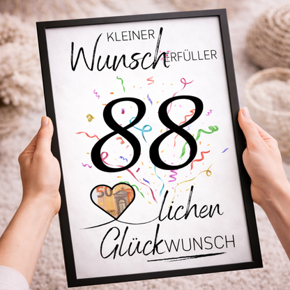 Geldgeschenk 88. Geburtstag Wunscherfüller | Digitaler Download | Last Minute Geschenkidee zum Ausdrucken